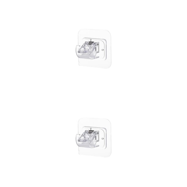 Bewildely Clip de barra de cortina para ventana del hogar, barra de toalla sin pinchazos para sala de estar, abrazadera de suspensión 1pc transparente 2piezas