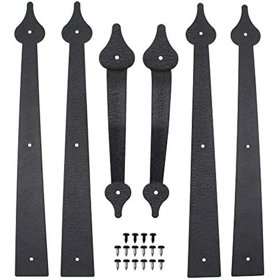 Decorative Metal Garage Door Hardware Screw in Carriage House Accents Dummy Hinges Handles Black Steel Barn Gate Garage Decor