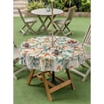 thumbnail image 3 of Outdoor Tablecloth with Umbrella Hole and Zipper, Teal Orange Eucalyptus Round Table Cloth 60 Inch Waterproof Tablecloth, Spring Botanical Leaves Picnic Table Cover for Patio Camping, 3 of 7