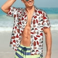 thumbnail image 7 of Fuzoiu Red Food Print Hawaiian Shirt for Men, Summer Beach Casual Short Sleeve Button Down Shirts, Men’s Beach Summer Shirts with Pocket,Medium, 7 of 7