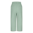 thumbnail image 5 of biudgviw Womens Capri Wide Leg Pants Drawstring High Waisted Linen Pants with Pockets Vacation Beach Clothings Cropped Trousers, 5 of 6
