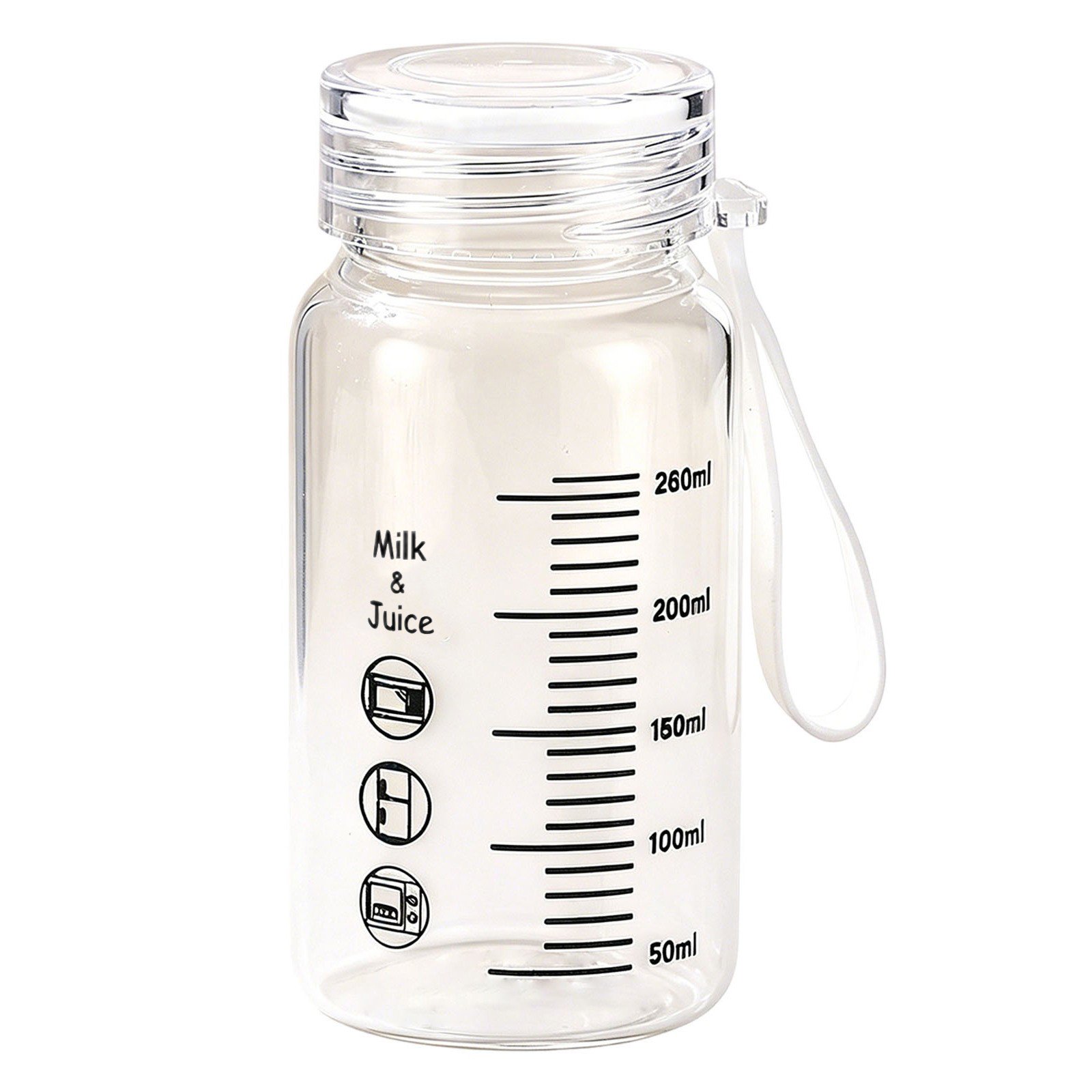 Lshylf 260ml Glass Water Bottle With Measurement Scale Leak Proof Lid Insulated Sleeve Microwave Portable Travel Coffee Mug A 5.24*2.56 in