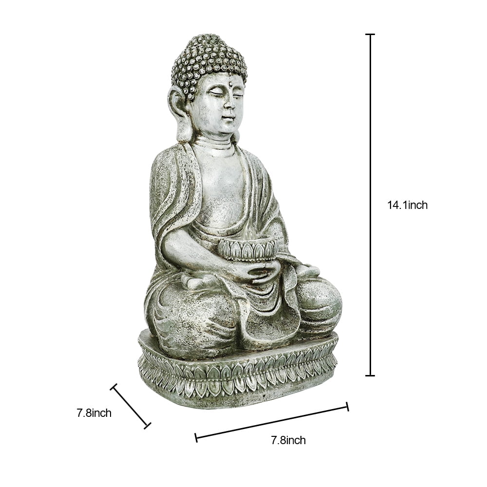 Buddha Solar Lights, Zen Buddha Solar LED Light, Outdoor Water Fountain LED Light Meditating for Yard Garden