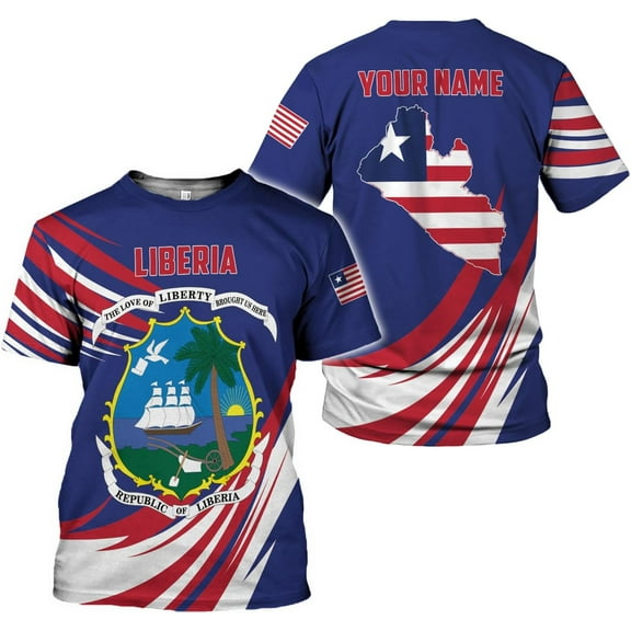 Personalized Liberia Shirts Liberian Pride Flag Shirt Liberia Flag Shirts Liberia Flag Gift T-Shirt for Men Women (T-shirt, S)