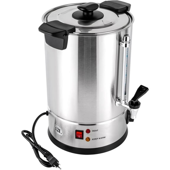 1000W Percolator Coffee Pot Tea Urn Coffee Maker, 8L/270Oz Stainless Steel Electric Commercial Coffee Urn for Home,Party,Office,Wedding,Automatic Coffee Brewing, Temperature Adjustable (12L)