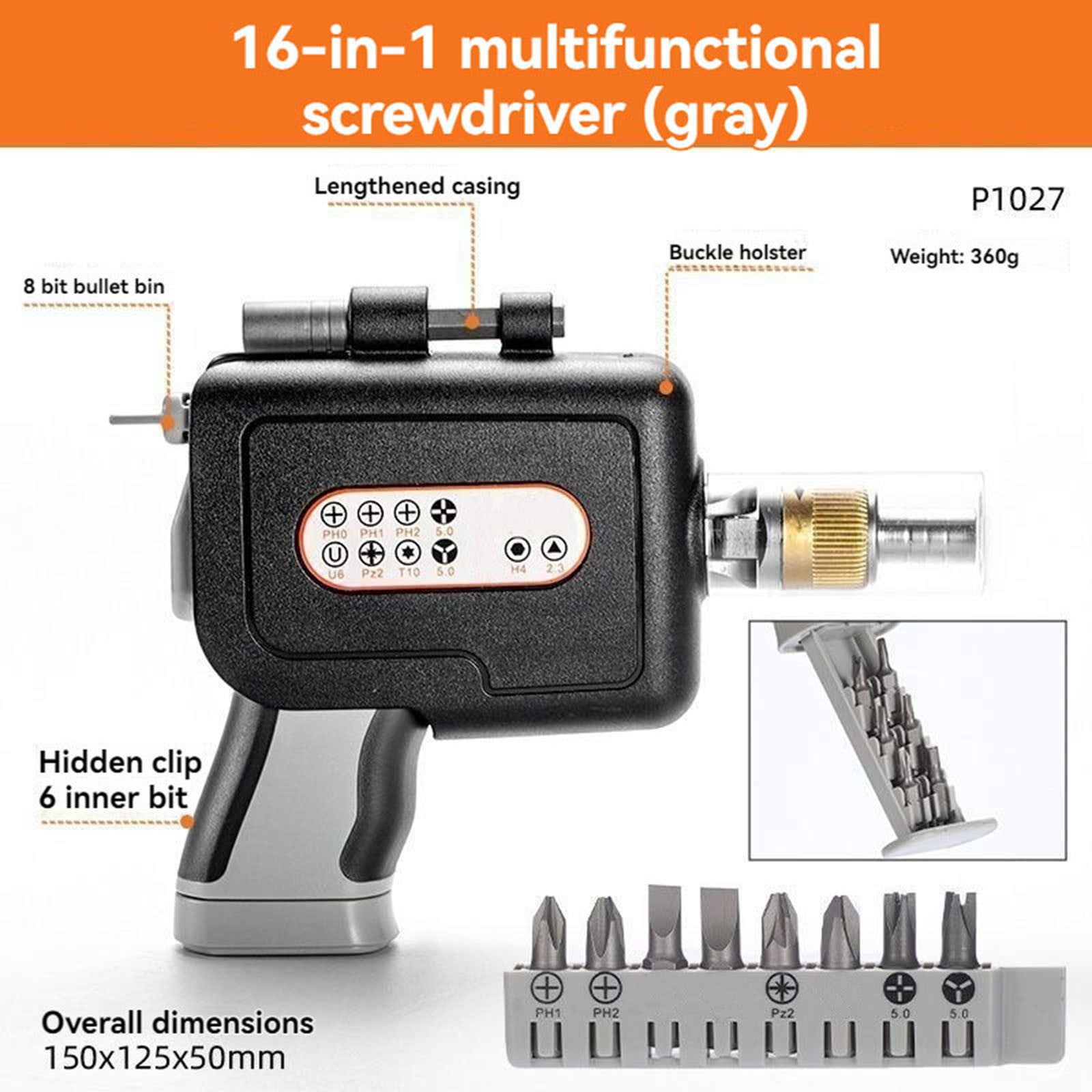 Clearance Drill Bits & Accessories under $10,16 In 1 Multi Screwdriver Set Screwdriver With Bit Screwdriver Set With 14 Bits For Home DIY (Orange)