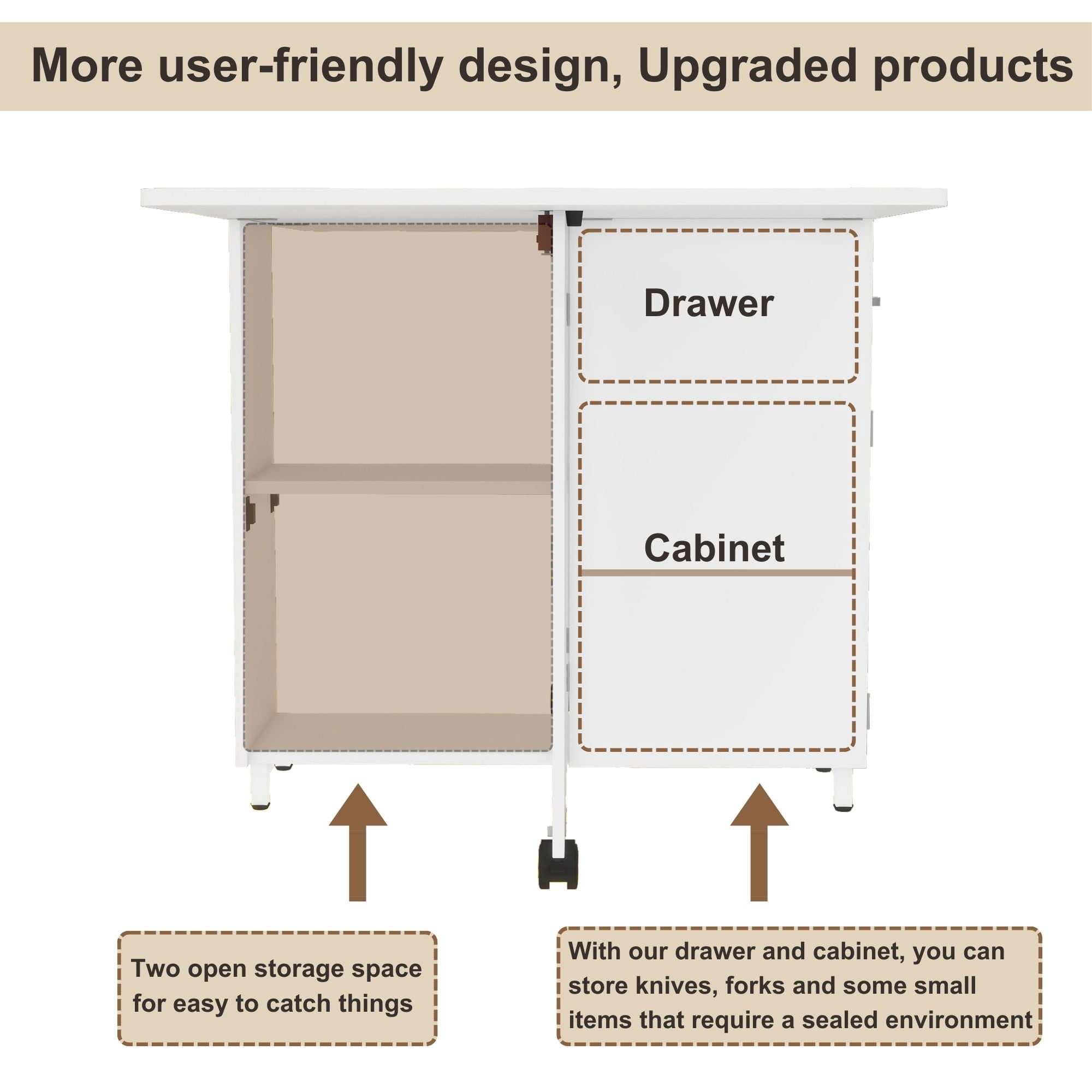 iSunirm Folding Dining Table with Storage, 51.2" Dining Table for 2-4 People, Wooden Dining Table with Under Cabinet, Desktop is Foldable., Portable Dining Table for Home, White