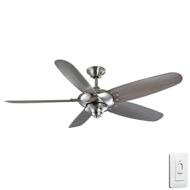 Home Decorator Altura 60" Outdoor Brushed Nickel Ceiling Fan with Wall