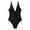 Black, variant on Generic Women One Piece Swimsuit Deep V Neck Tummy Control Bathing Suit Solid Color Sexy Swimwear High Cut Low Back Swimsuit