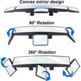 thumbnail image 3 of 15" Rear View Mirror with Baby Mirror,Car Panoramic Rearview Mirrors Extender,Clip on Large Wide Angle Rear View Mirror for Truck Car and SUV (White) White 15" Square Corner, 3 of 5