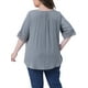 thumbnail image 3 of Blusas Casuales de Manga Corta de Encaje de Talla Grande para Mujeres Agnes Orinda, Cuello Redondo, 3X, Gris Claro, 3 of 6