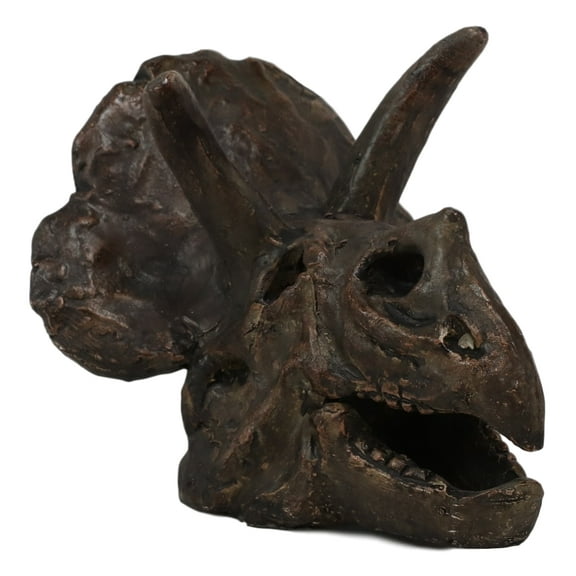 Faux Taxidermy Replica Triceratops Dinosaur Head Fossil Small Skull Figurine
