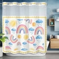 thumbnail image 6 of No Hook Rainbow Sunshine Shower Curtain with Snap in Liner Set, Rainy Cute Yellow Border Waterproof Fabric Bathroom Curtains with See Through Top Window, Hotel Style Standard 72 x 72 Inch, 6 of 8