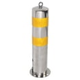 thumbnail image 2 of Poste de seguridad de acero inoxidable de 55 cm para estacionamiento con banda reflectante amarilla para carretera., 2 of 14