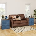 thumbnail image 5 of FIAKOA Farmhouse Night Stand set of 2 with Charging Station, Rustic Bed Side Table w/ 3 Drawers for Livingroom, Blue, 5 of 9