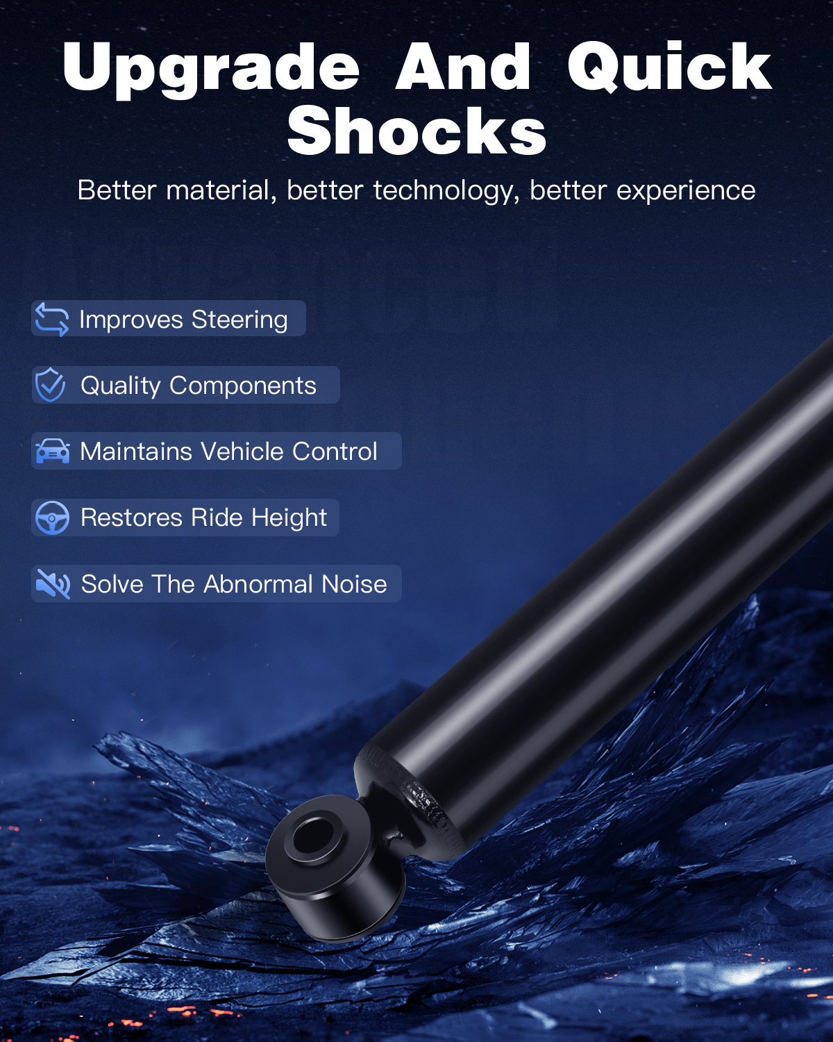 Shocks for Jeep,ECCPP Rear Shocks Absorbers for Jeep Fits 1999 2000 2001 2002 2003 2004 for Jeep Grand Cherokee Auto Shocks Gas Struts Sets 344342 (2pcs Rear)