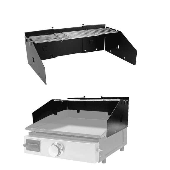 Universal Wind Guard and Warming Rack Fit for Griddle Without a Hood from 16" to 28", Wind Screen and Cooking Grid BBQ Griddle Accessories for Blackstone and Other Griddle
