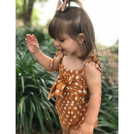 

MAMOWEAR Baby Girls Summer Outfits Set Lovely Daisy Flower One-piece Jumpsuit Romper with Headband Clothes for Girls