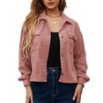 thumbnail image 2 of Chaqueta de Pana para Mujer Chaqueta de Manga Larga con Bolsillos en el Pecho para Otoño e Invierno Chaqueta Informal de un Pecho de Color Puro ANGGREK Otros, 2 of 8