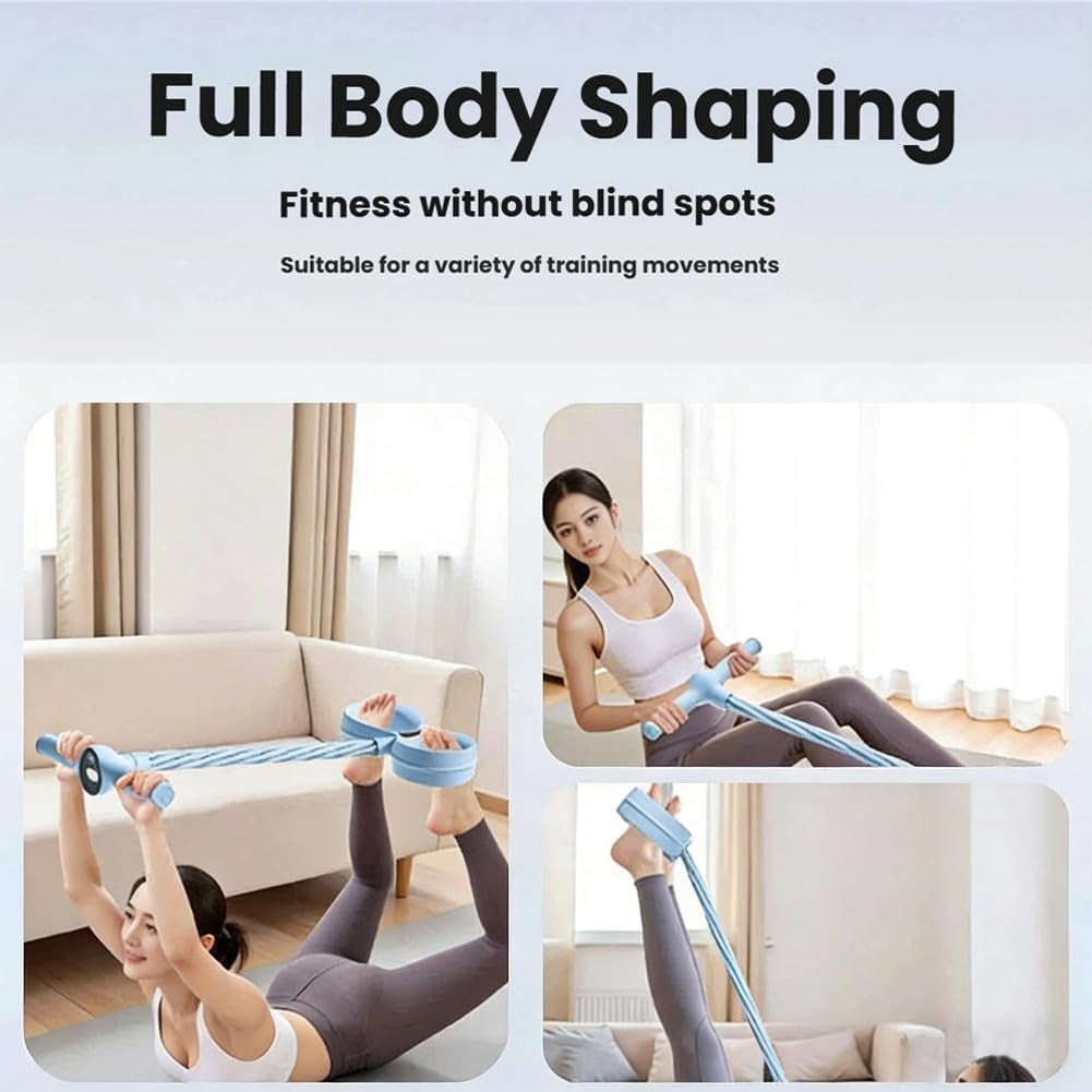 Smart Foot Pedal Puller, 6 Tube Pedal Puller Resistance Band with Digital Counter & Handles, Adjustable Fitness Resistance Rope Trainer for Waist, Arm, Leg Stretching Training
