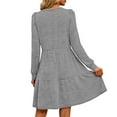 thumbnail image 4 of Ygbgbb Women's Long Sleeve Midi Dress Solid Casual Crew Neck A Line Dresess with Pockets All Season Wear 2026 Fashion Outfits Gray L, 4 of 7