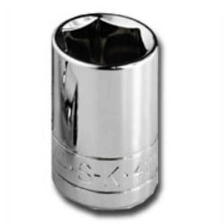 UPC: 0025141404180 | SK Professional Tools 40114 1/2 in. Drive 6-Point Fractional Standard Chrome Socket – 7/16 in  Cold Forged Steel Socket with SuperKrome Finish  A