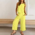 thumbnail image 4 of GZWYHT Sets for Women Lounge Sets for Women Women Suit Fashion Comfortable Vest And Long Pants Solid Color Top Set Suit 2 Piece Sets for Women Summer Sets for Women Yellow S, 4 of 8