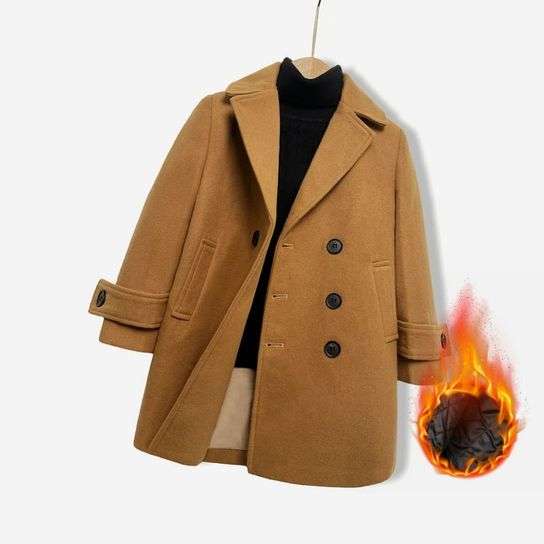 Povozer Boys Trench Coat Double Breasted Classic Belted Outwear