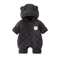 thumbnail image 2 of Busydd Baby Girl Romper 0-2 Years Winter Warm Hooded Zipper Baby Girl Clothes Rompers Casual Solid Color Long Sleeve Infant Boy Clothes 3-6 Months, 2 of 7
