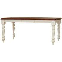 Bowery Hill Rectangle Extendable Dining Table Antique White/Chestnut Brown Wood