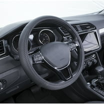 Auto Drive 1Piece Car Steering Wheel Cover Carbon Fiber Leather Black - Universal Fit, HGSWC04