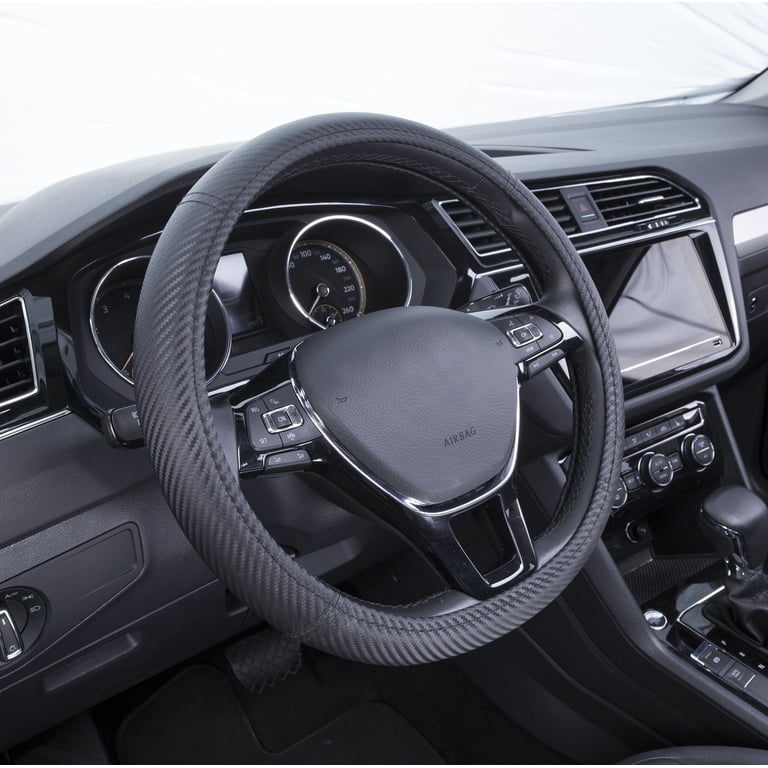 Carbon Fiber Steering Wheel Cover, Black photo 1