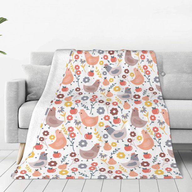 Balery Funny Chicken Manta de Felpa Suave y Acogedora – Cobija de Franela Aterciopelada para Cama, Lavable y Cálida para Sofá, Mascotas, Transpirable-80"x60"
