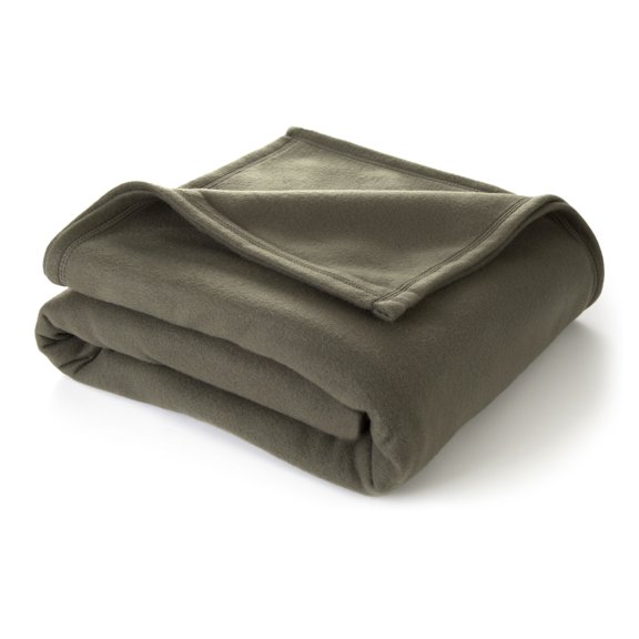 Martex Soft Fleece Lightweight Solid Bed Blanket, Basil Green, King