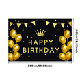 thumbnail image 3 of Black Background Happy Birthday Banner with Golden Crown Balloons and Bunting Party Decors Backdrop Photography Props for Birthday Party Celebration Photo Booth Event Decor, 3 of 8