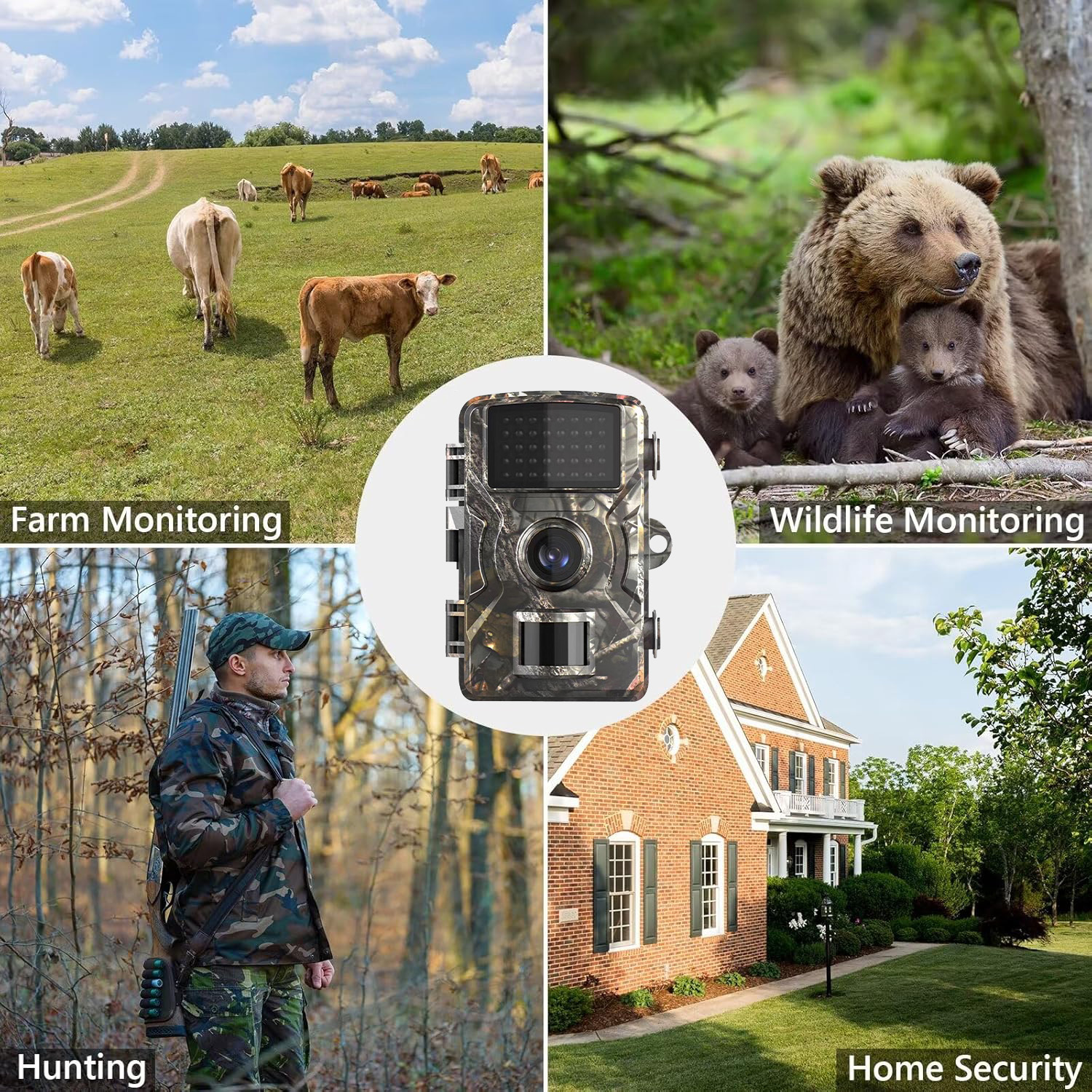 Trail Camera with 2K HD Night Vision Video & 36MP Resolution, 0.2s Ultra-Fast Trigger Speed, 130° Wide-Angle Lens, IP67 Waterproof for Wildlife Hunting & Monitoring
