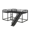 thumbnail image 4 of Bellemave Quad Bunk Beds with Slide, Metal Full and Twin Corner Bunk Beds for 4, Heavy-Duty L-Shape Floor Bunk Bed for Teens Bedroom（Black）, 4 of 12