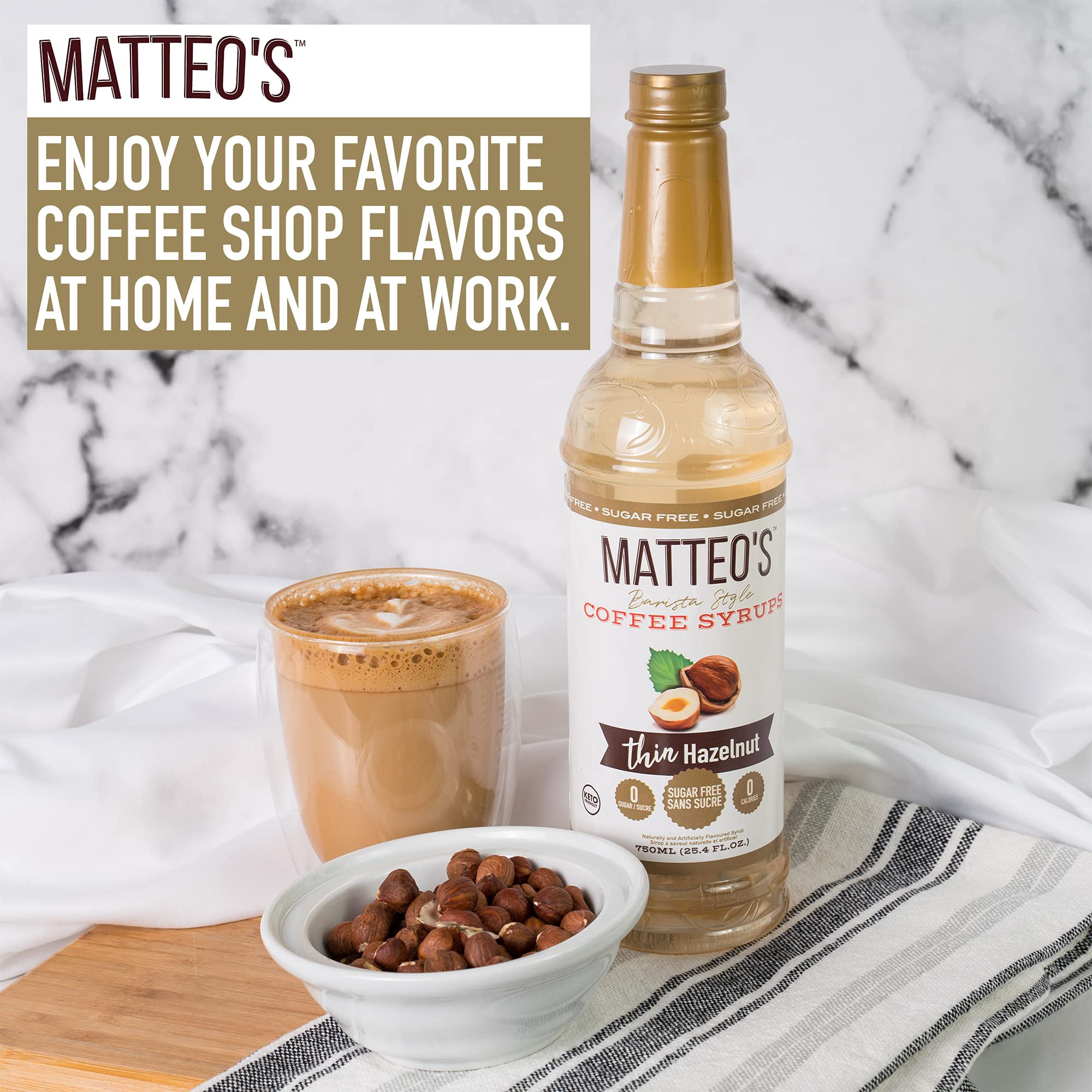 Matteo's Sirop Aromatisant Sans Sucre pour Café, Caramel Salé, Délicieux Sirop de Café, 0 Calories, 0 Sucre, Caramel Salé, 750 Millilitres, 1 Bouteille 750 ml (Lot de 1)