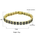 thumbnail image 3 of 14K Yellow Gold Finish Onyx Black Simulated Diamonds Solitaire Mens Ladies Bracelet 10mm / 8.5 Inch, 3 of 5