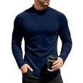 thumbnail image 2 of Nestiefly Mens Thermal Long Sleeve Undershirt Base Layer Long Shirts | Warm Lightweight Soft Fleece Lined Crew Beck Shirts Workout Top Navy S, 2 of 8