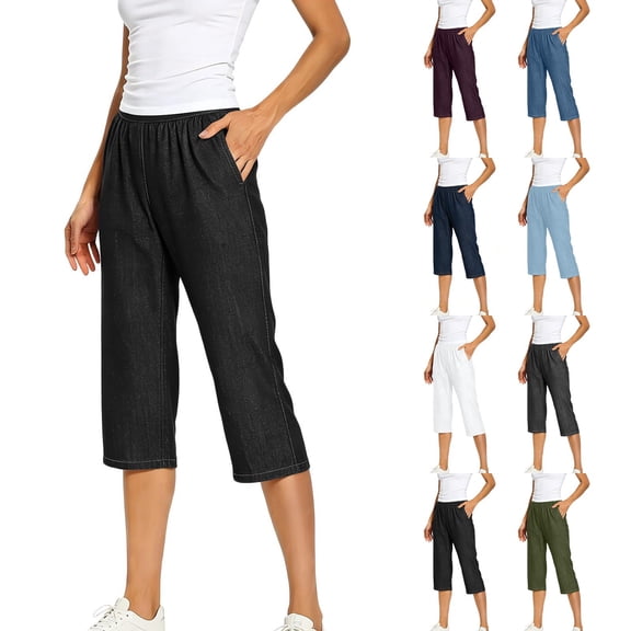 Women's Cropped Casual Loose Fit Jeans Denim Pants