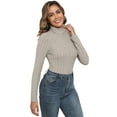 thumbnail image 2 of LWP Women's Ribbed Turtleneck Sweater Long Sleeve Stretchy Fall Winter Undershirts, 2 of 9