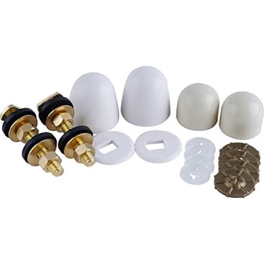 Tian Qi Toilet Floor Bolts and Caps Set, Universal Toilet Bowl to Floor Bolts Solid Brass, Including 2 Brass Bolts, 4 Bolt Caps with Nuts/Washers Toilet Bolts Heavy Duty Bolts Closet Bolt Set white,