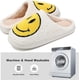 thumbnail image 2 of ZHAOCHENG Pantuflas con cara sonriente para mujer y hombre, pantuflas de casa estilo retro, cómodas, cálidas y esponjosas, para el invierno, para interiores, talla S, color blanco, 2 of 4