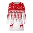 thumbnail image 5 of Wangmeiwg Christmas Dresses for Women Women Autumn Winter Casual Fashion Christmas Print Round Neck Long Sleeve Elegant Party Dress S White, 5 of 5