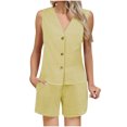 thumbnail image 2 of Bzhegqhd Women's Summer Two-piece Checkered Printed Casual Set with Matching Shorts Linen and Shorts, 2 of 8