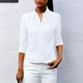 thumbnail image 2 of Women's Dressy Casual Blouses Elegant Chiffon Business Work Shirts Tops Long Sleeve V Neck Blouse, 2 of 8