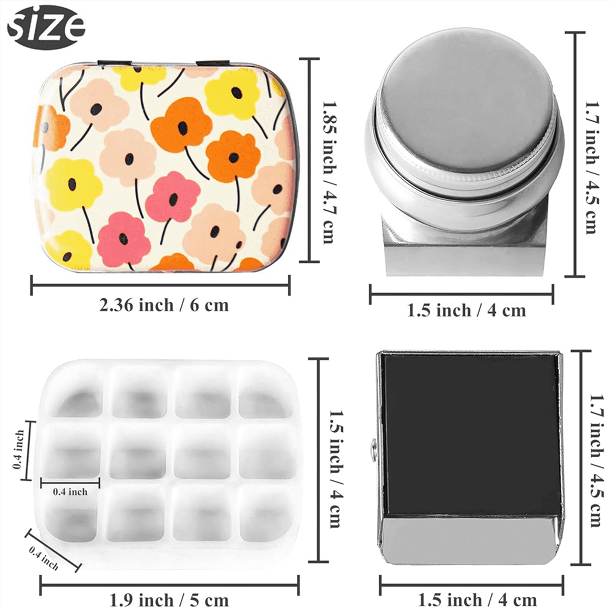 Palette d'Aquarelles Portable Mini, 12 Puits Vides, Petits Kits de Rangement de Peinture avec Pince Magnétique et Pot à Huile Palette d'Aquarelles Portable Mini, 12 Puits Vides, Petits Kits de Rangement de Peinture avec Pince Magnétique et Pot à Huile