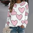 thumbnail image 2 of VALMASS Chandails en Molleton de la Saint-Valentin pour Femmes Graphique Manches Longues Col Rond Hauts Mode Décontractée Pull Ample Blouses (m, Blanc-E), 2 of 4