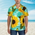 thumbnail image 4 of Haiem Sunflowers With Green Leaves Printed Hawaiian Shirt for Men - Men’s Casual Beach Summer Shirts - Stretch Fabric with Modern Fit-Small, 4 of 9